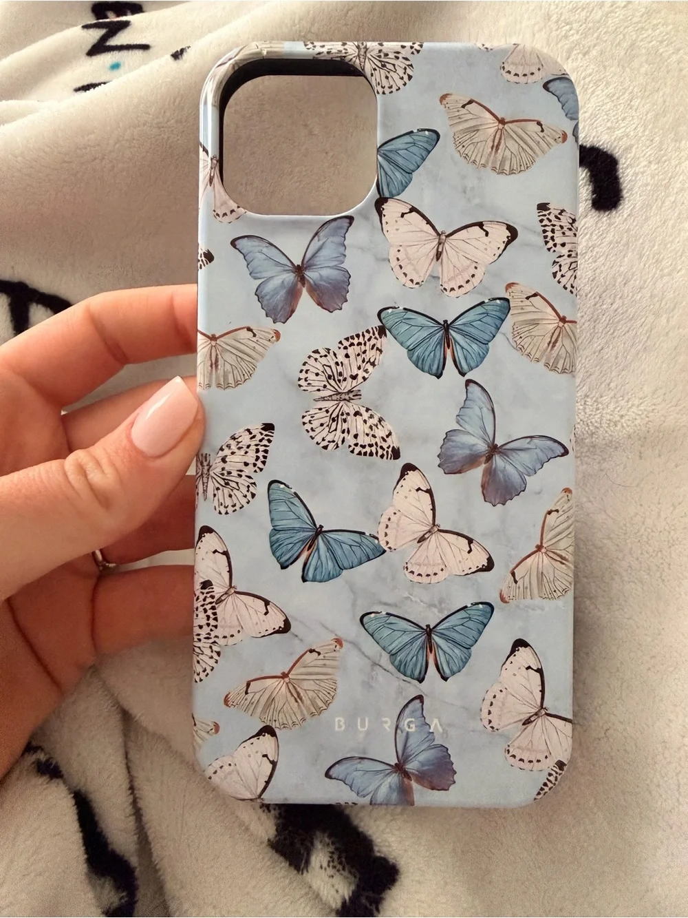 Burga Blue Butterfly Phone Case - Soft Blue Floral Design